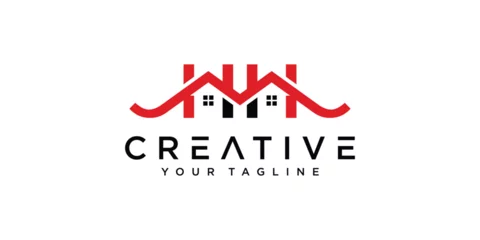 Fotobehang Initial HH home logo with creative house element © klik_art