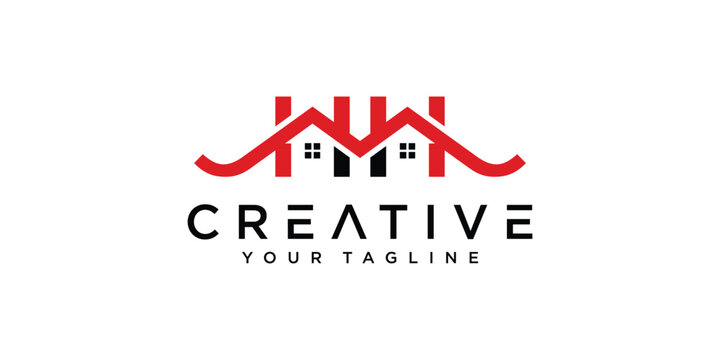 Initial HH home logo with creative house element