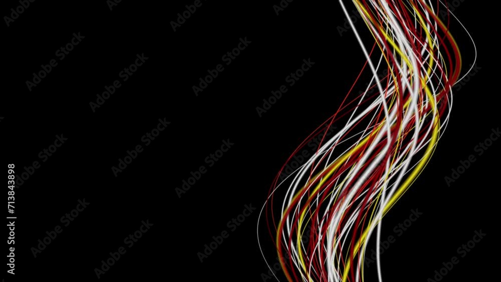 Poster fantastic video animation with stripe wave object in slow motion and space for text, 4096x2304 loop 