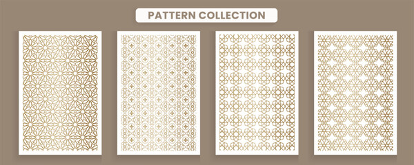 Obraz premium Collection of Arabic ornament patterns on a white background, luxurious gold color.