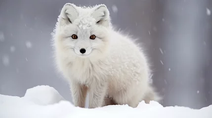 Deurstickers Poolvos Majestic white arctic fox portrait in natural habitat, wildlife photography
