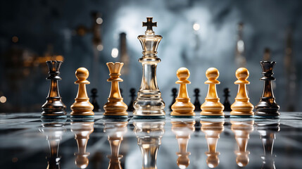 Chess King in an Intense Chess Match. Banner with place for text