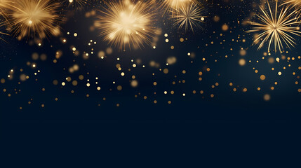 Fototapeta premium Happy New Year, burning fireworks with bokeh light background