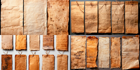 High quality transparent background images of old worn paper sheets. Ideal for adding a vintage or antique touch to your projects or presentations.