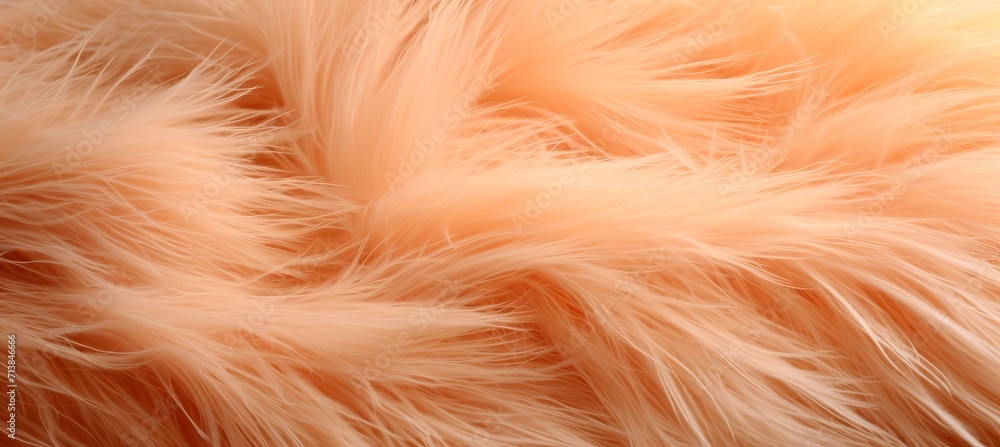 Poster peach feather texture, abstract macro background for color of the year 2024 peach fuzz.