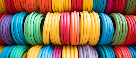 Vibrant Stacked Rubber Hoses
