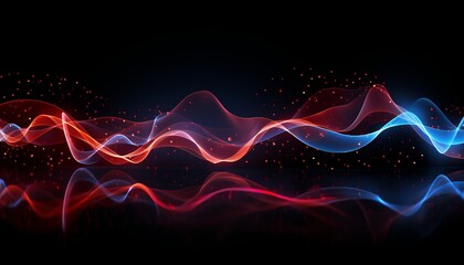 Vibrant wave of bright particles  abstract sound and music visualization background