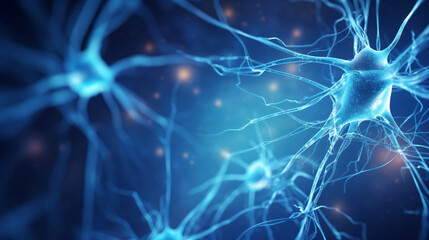 3d illustration of a blue human nerve cell
