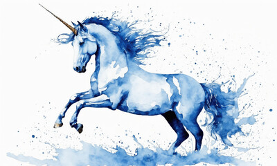 Obraz na płótnie Canvas Fantasy watercolor Illustration of a wild unicorn Horse. Digital art style wallpaper background in pastel colors.