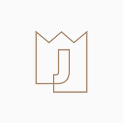 J Letter King Crown Logo Vector Icon Illustration