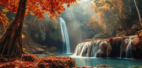  waterfall in autumn forest © Adan