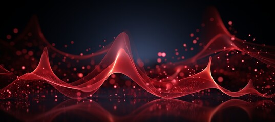 Red cyberspace background with dots and weave lines for big data and network security design