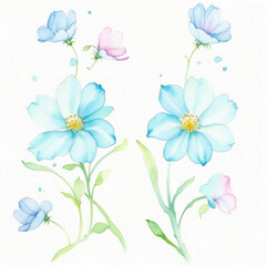 Illustrator of floral with watercolor painting 