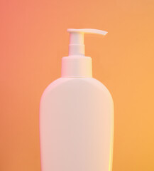 Hair care shampoo. Cosmetic products and shower.