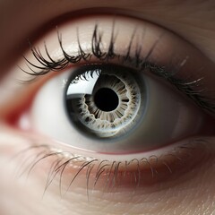 close up of female eye, ophthalmologist and eye disease concept