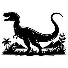 Dinosaur vector silhouette, black color icon silhouette, white background