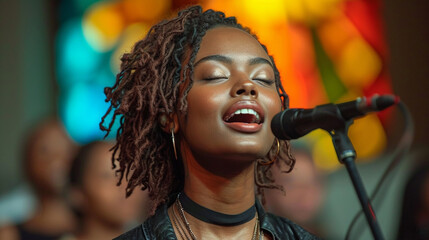 African girl praises god by singing