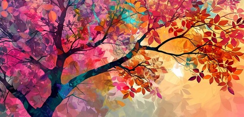 autumn leaves in the sun background