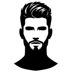 man hair cut vector art illustration silhouette, black color silhouette, haircut salon