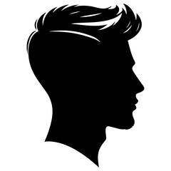 man hair cut vector art illustration silhouette, black color silhouette, haircut salon