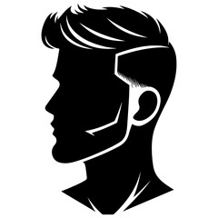 man hair cut vector art illustration silhouette, black color silhouette, haircut salon