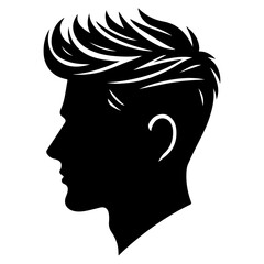 man hair cut vector art illustration silhouette, black color silhouette, haircut salon