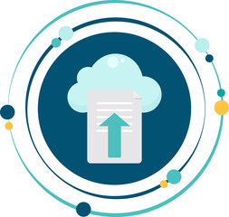 Uploading document file to the cloud graphic icon symbol