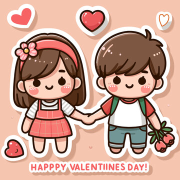 cute illustration of a couple holding hands with a romantic feel