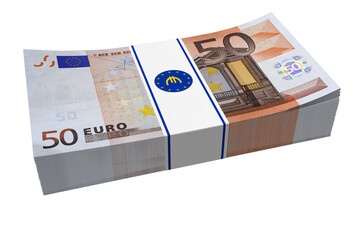 PNG. Trasparente. Pila di banconote da 50 euro su sfondo trasparente