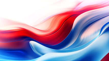 Abstract white, red and blue curved wave flow on white background illustration - 713854891