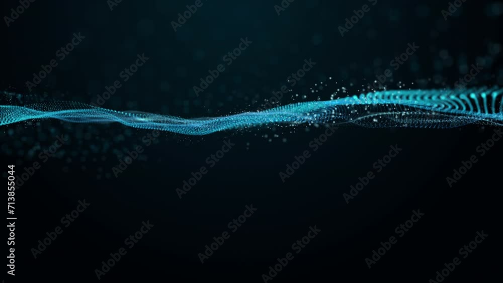Aufkleber futuristic video animation with particle wave object in slow motion and space for text, 4096x2304 lo