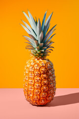 Pineapple on Vibrant Yellow and Pink Background