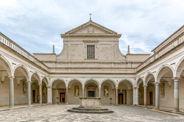 Benedictine Montecassino Abbey destroyed by bombing in second World War and rebuilt. Abbey of...