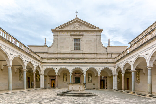 Benedictine Montecassino Abbey destroyed by bombing in second World War and rebuilt. Abbey of Montecassino near Cassino, Italy.
