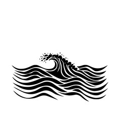 Ocean or Sea Wave  black and white vector svg