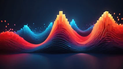 Foto op Canvas Creative Technology background Wavy Colorful Multicolor 3D Cubes Graph Bars Raised Embossed © VectorFlower