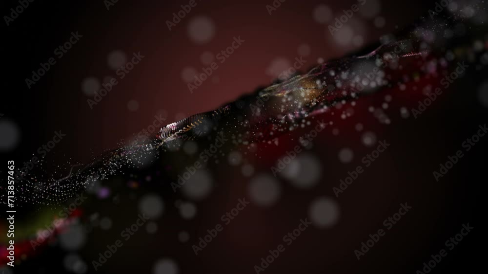 Poster futuristic video animation with particle wave object in slow motion, 4096x2304 loop 4k