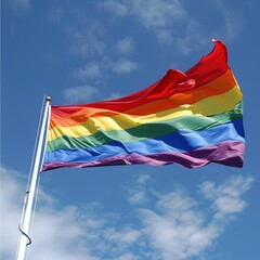 rainbow flag on sky