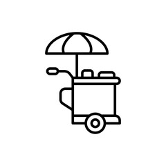 Food cart outline icons, minimalist vector illustration ,simple transparent graphic element .Isolated on white background