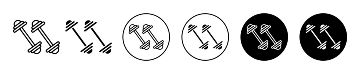 dumb bell pair icon sign set in outline style graphics design

