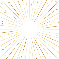 Gold sunburst vector background, sunray design with stars, starburst frame, elegant clip art illustration, isolated wallpaper