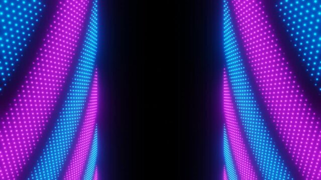 Frame with blue and purple neon dot waves loop animation