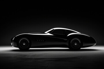 Fototapeta na wymiar The streamlined silhouette of a contemporary car's front profile showcases elegance and efficiency