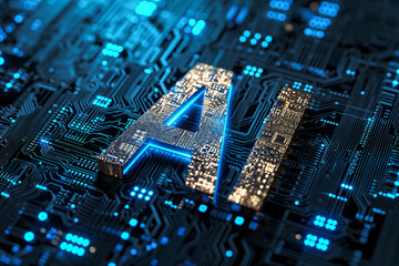 Artificial intelligence micro chip with text on chip,close-up of circuit board chip, future , smart city , ai chip,gpt,Image generation ai,metal