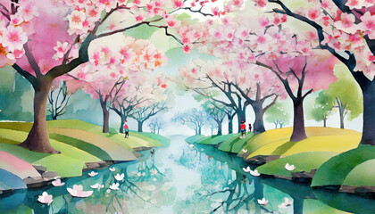 Obraz na płótnie Canvas 桜のお花見,Generative AI AI画像