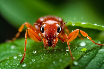 Red ant on a leaf