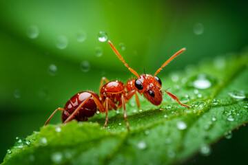 Red ant on a leaf