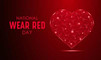 National Wear Red Day celebrated every year on February 2. Vector illustration on the theme of Wear Red Day. Vector Template for banner, greeting card, poster and background design.