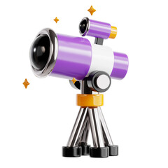 Telescope View in 3D Icon Style