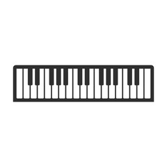 Piano, organ or synthesizer key isolated on white background. Top view of realistic shaded monochrome piano keyboard. Melody or Musical Instrument concert.